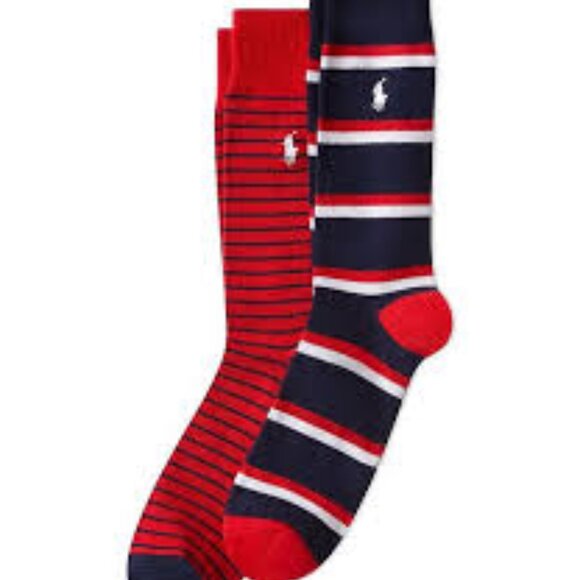 Polo Ralph Lauren Americana Stripe Crew Dress Socks 2-Pack - Picture 3 of 3
